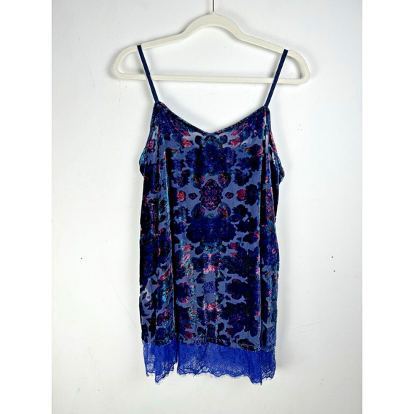 Lavish Tops - Logo Lavish Whimsigoth Fairy Grunge Velvet Burnout Iridescent Dark Floral Cami
